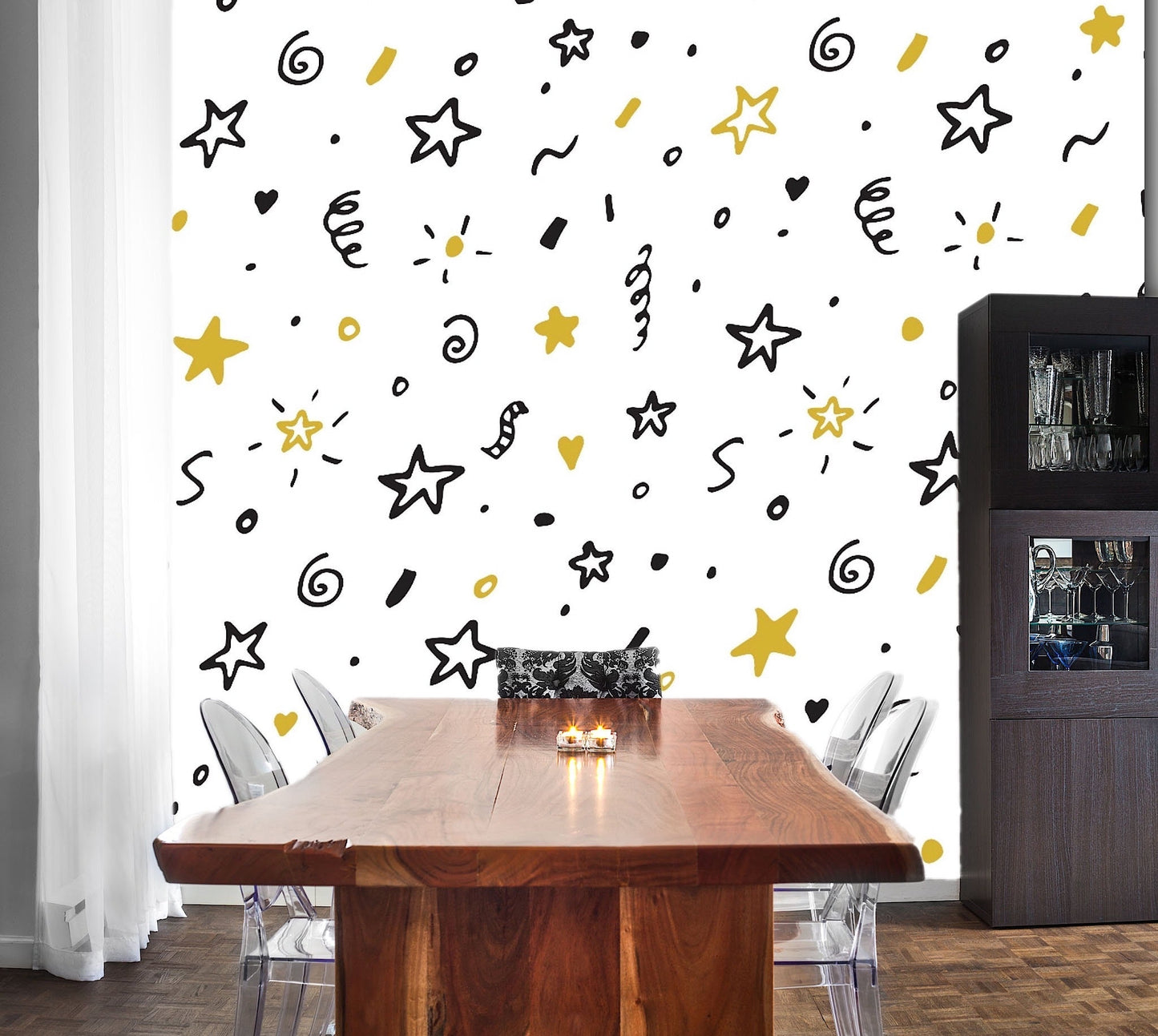 Removable Wallpaper Happy Birthday Doodle. Peel and Stick Wallpaper