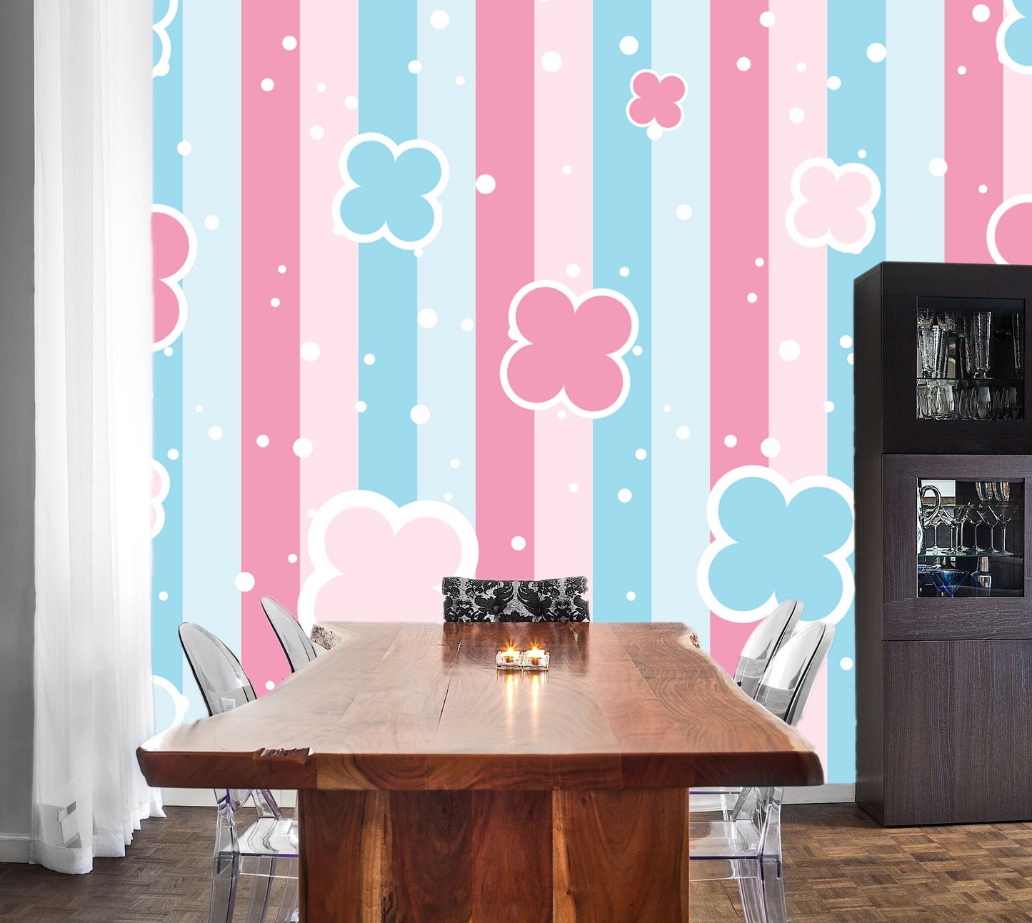 Removable Wallpaper Floral Pattern #10. Peel and Stick Wallpaper.