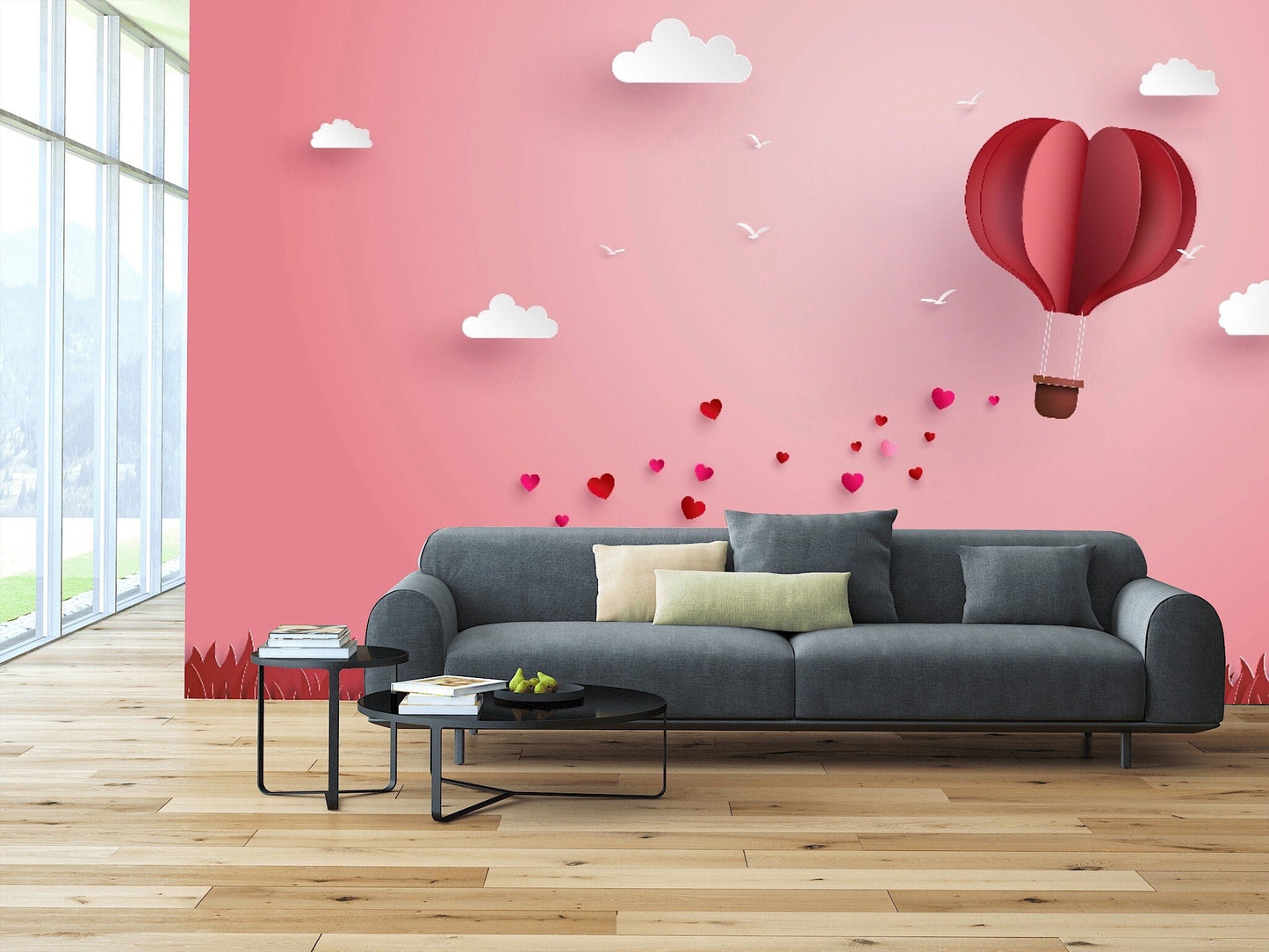 Removable Wallpaper Love and Valentine Day. Peel and Stick Wallpaper.