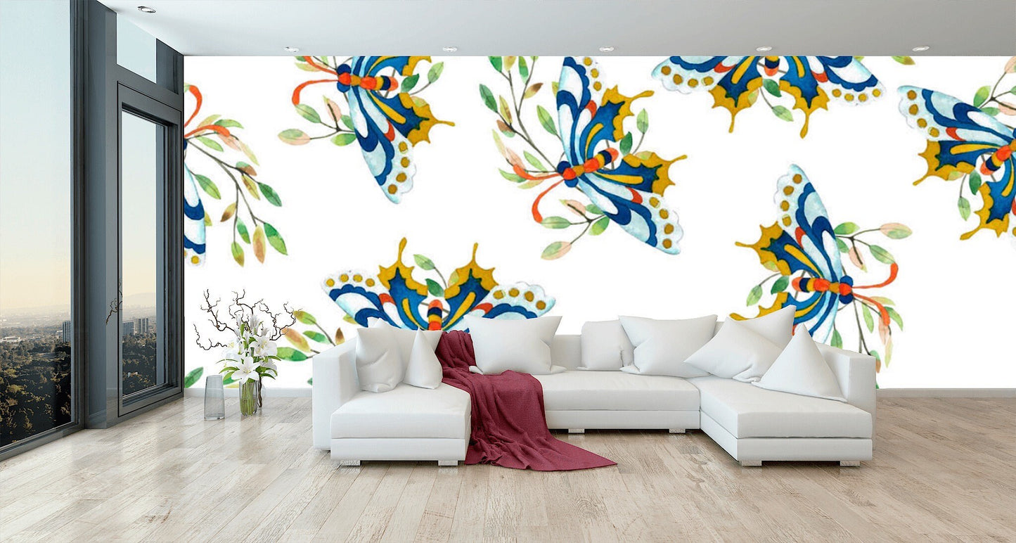 Removable Wallpaper Floral Pattern #30. Peel and Stick Wallpaper.