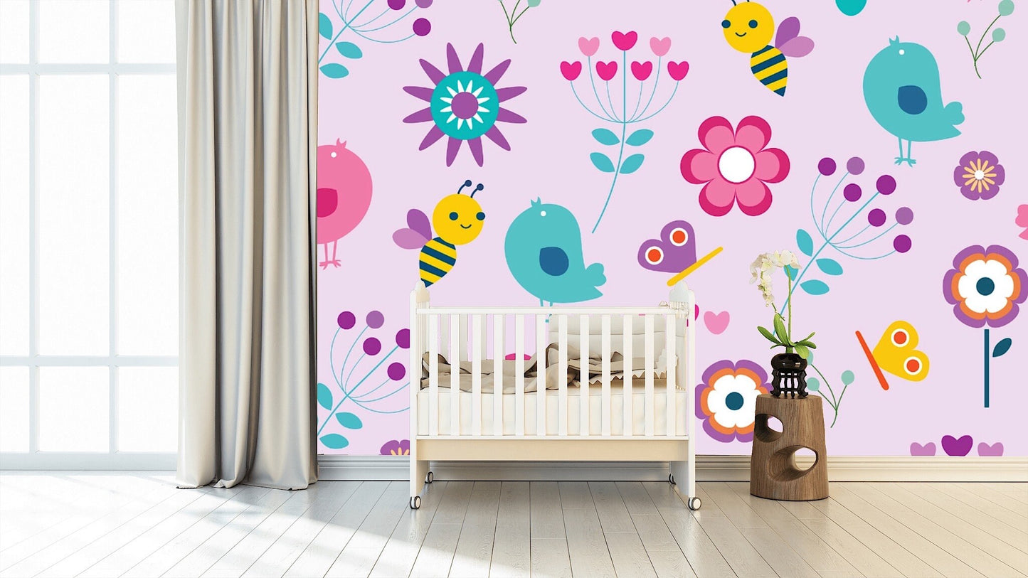 Removable Wallpaper Floral Pattern #14. Peel and Stick Wallpaper.