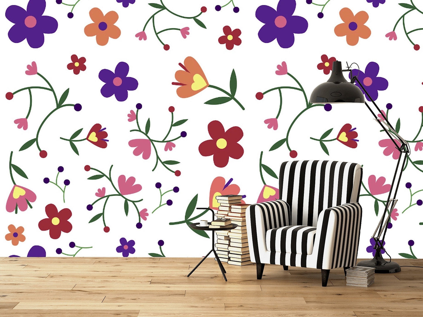 Removable Wallpaper Floral Pattern #17. Peel and Stick Wallpaper.
