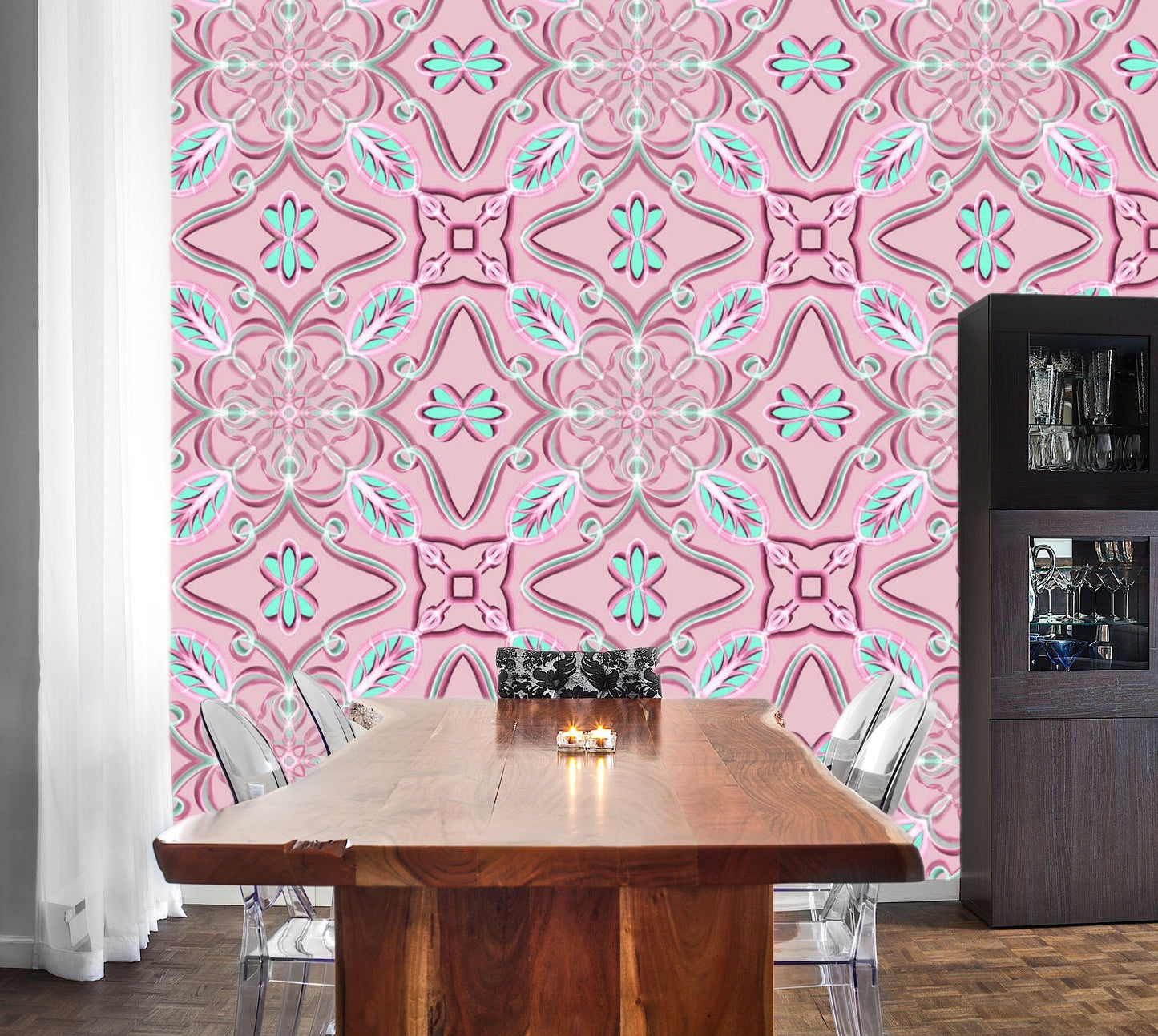 Removable Wallpaper Floral Pattern #36. Peel and Stick Wallpaper.