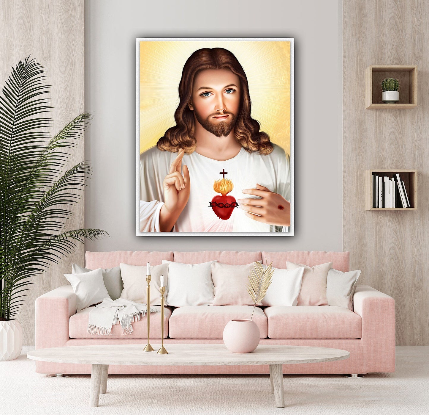 Divine Sacred Heart of Jesus Canvas Art | Inspirational Religious Wall Decor | Holy Devotional Christian Home Blessing
