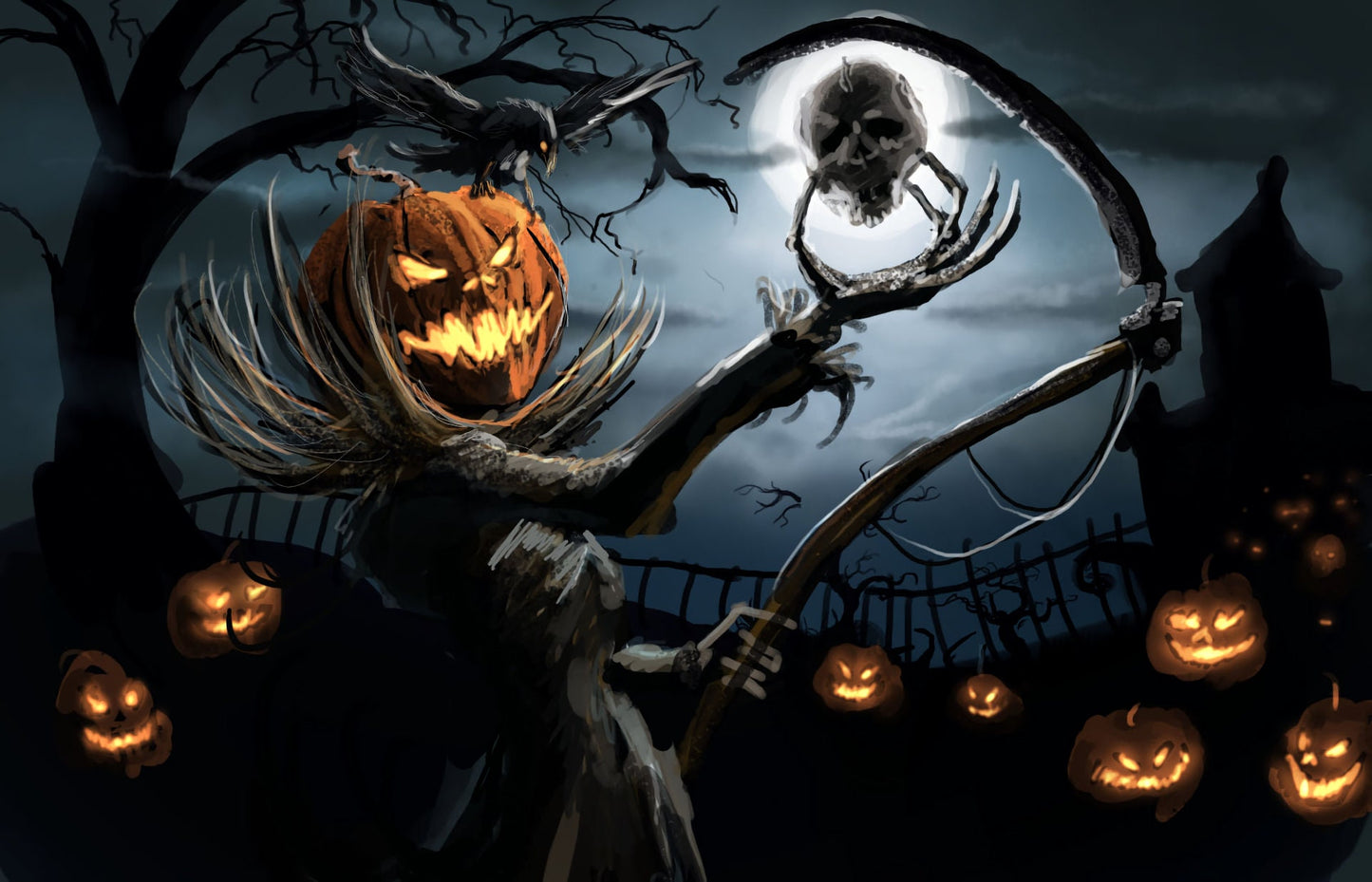 Halloween Scarecrow Pumpkin Canvas