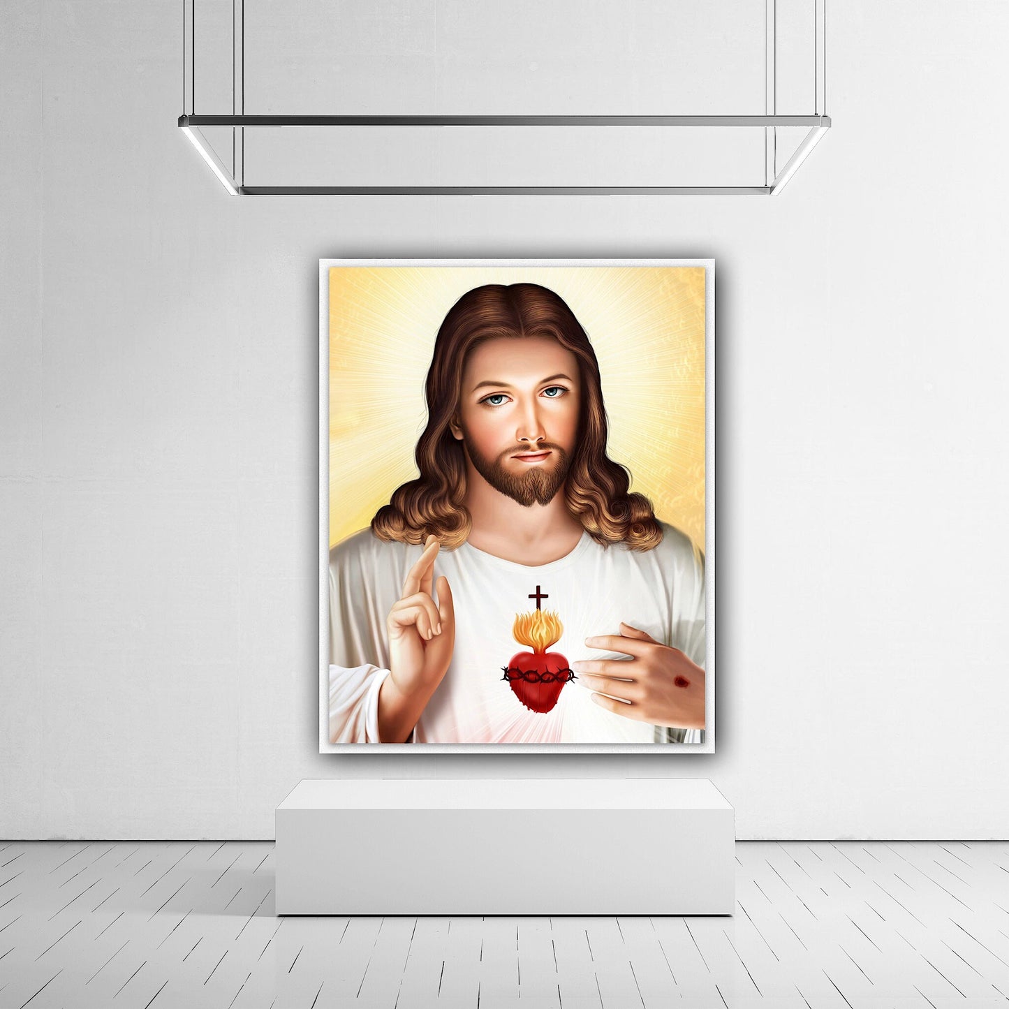 Divine Sacred Heart of Jesus Canvas Art | Inspirational Religious Wall Decor | Holy Devotional Christian Home Blessing