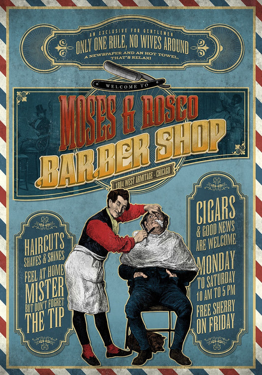 Barber Shop Canvas Framed Poster | Wall Art - Home Decor