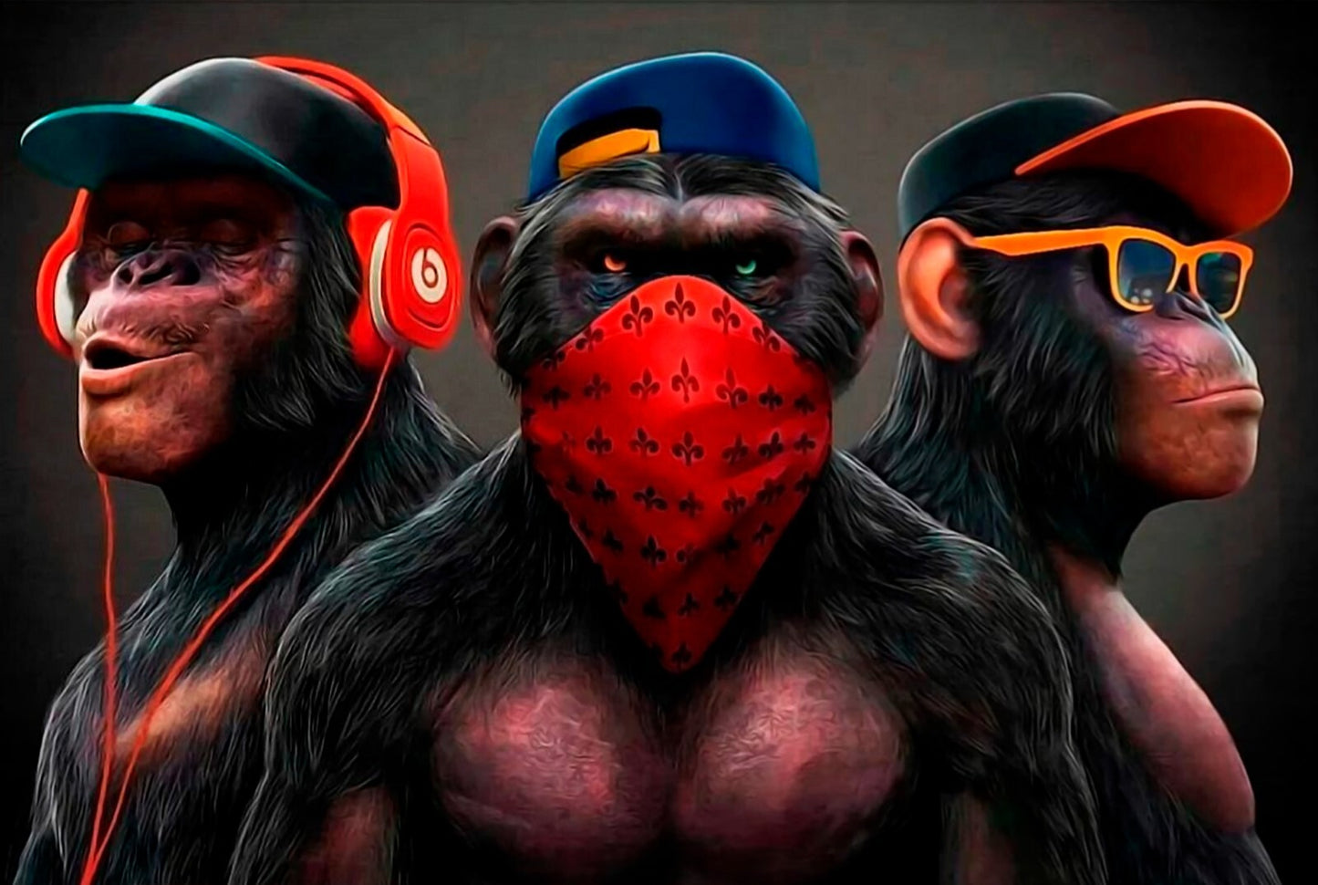 Gangster Monkey Chimps Canvas Framed Poster | Wall Art - Home Decor