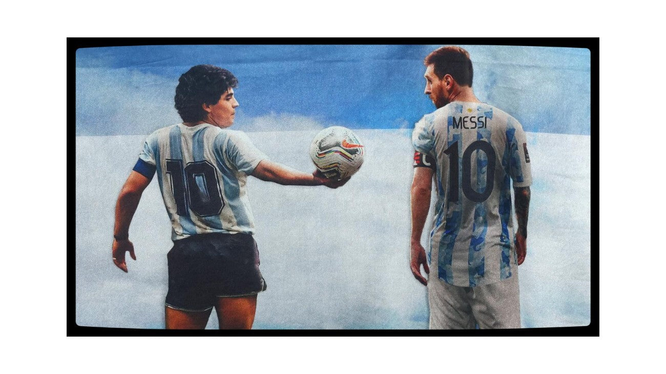 Messi Maradona Argentina GOAT Canvas Framed Poster | Wall Art - Customized gift