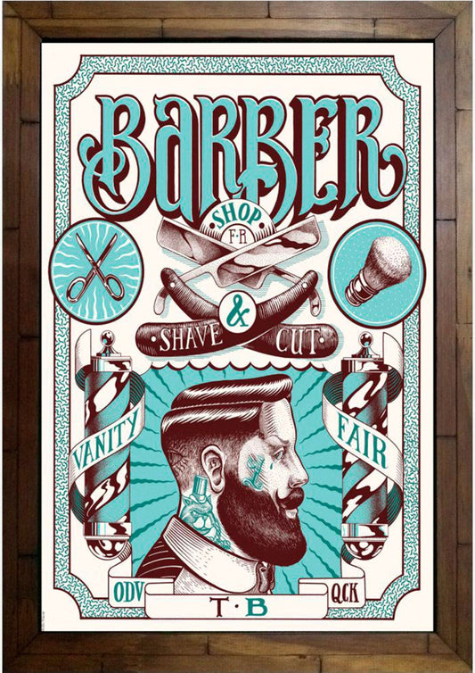 Barber Shop Canvas Framed Poster | Wall Art - Home Decor
