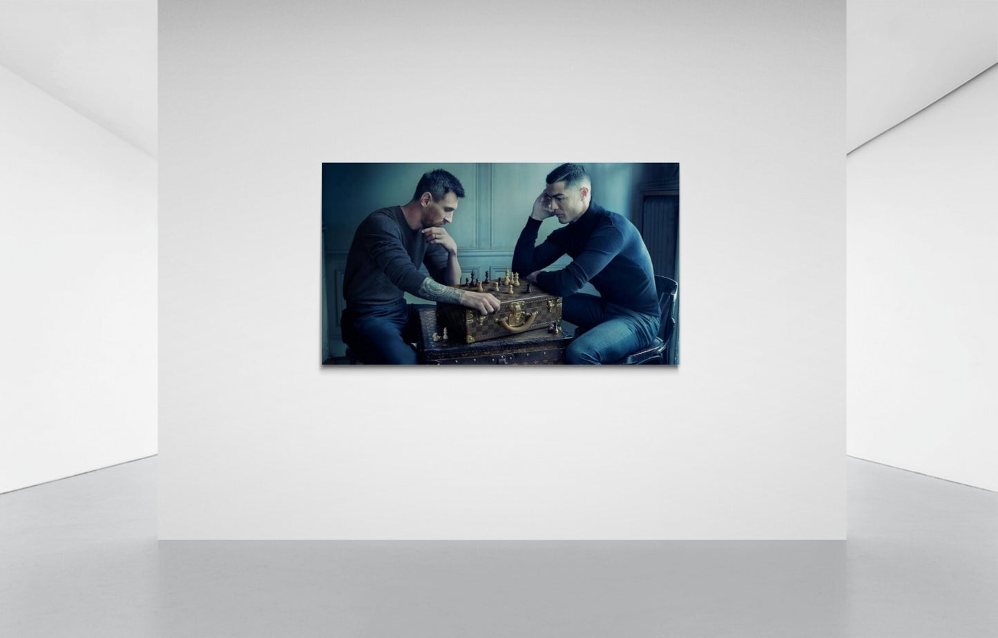 Messi Ronaldo GOAT Chess World Cup Canvas Framed Poster | Wall Art - Home Decor