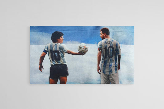 Messi Maradona Argentina GOAT Canvas Framed Poster | Wall Art - Customized gift