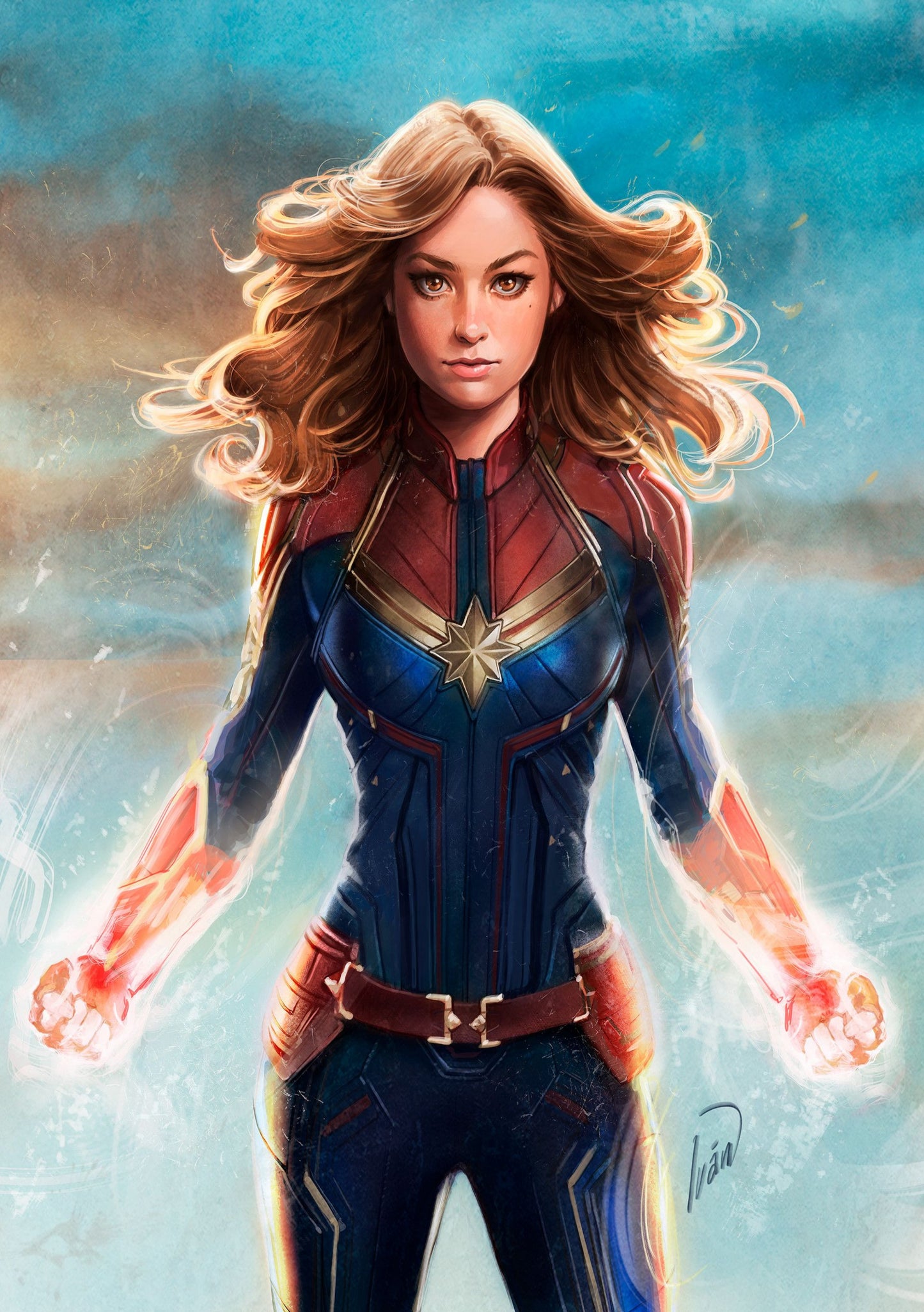 Captain Marvel -Carol Danvers  Canvas Framed Poster | Wall Art - Home Decor