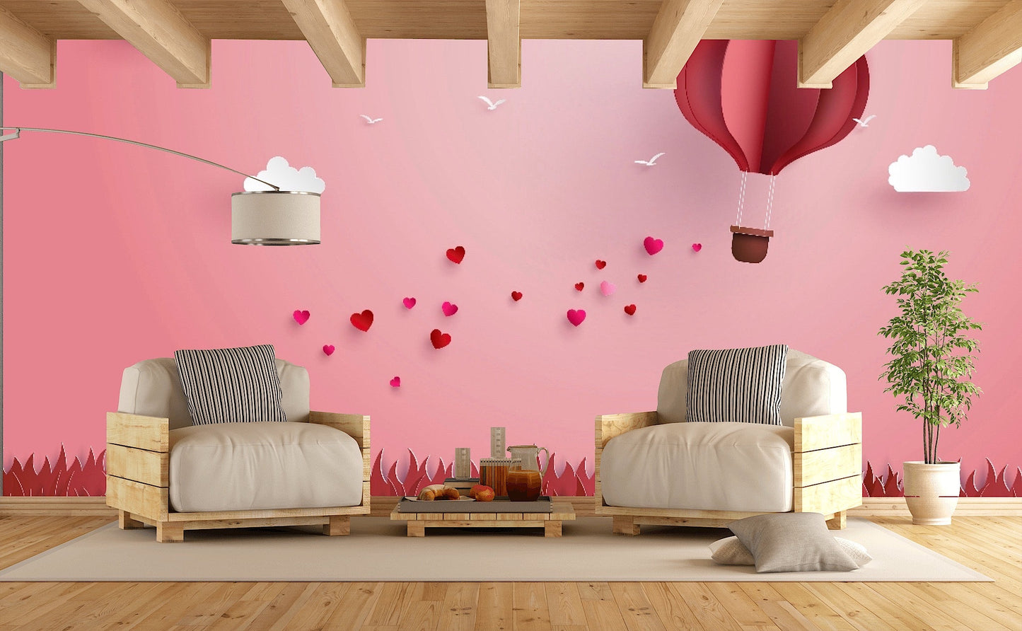 Removable Wallpaper Love and Valentine Day. Peel and Stick Wallpaper.
