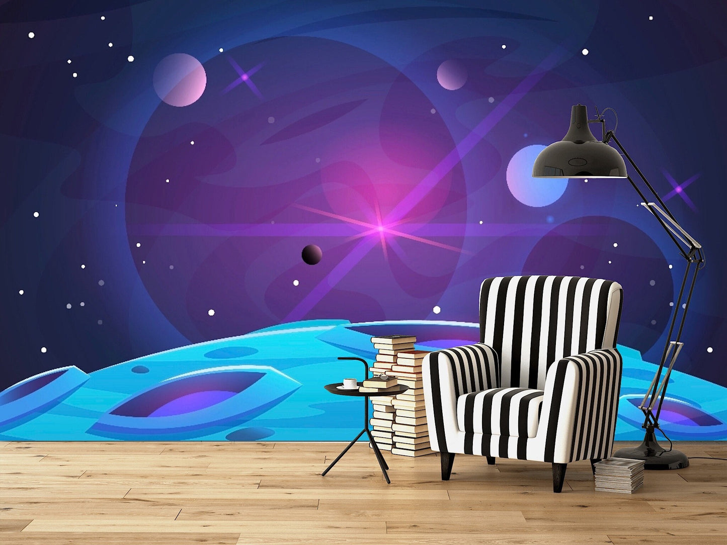 Removable Wallpaper Space and Planet Background. Peel and Stick Wallpaper