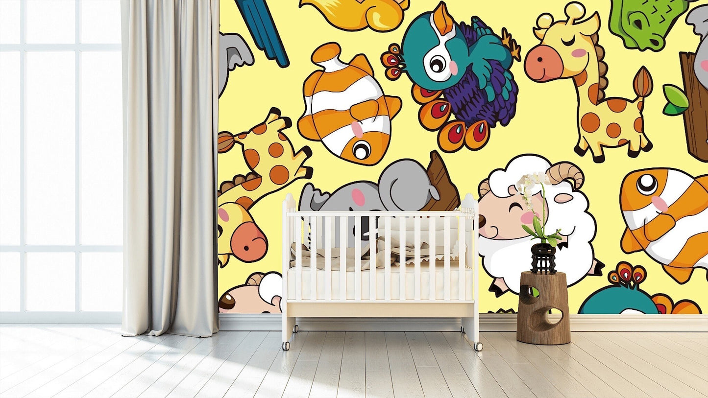 Removable Wallpaper Seamless Animal Pattern. Peel and Stick Wallpaper