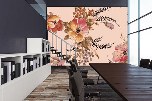 Removable Wallpaper Seamless Watercolour Flower. Peel and Stick Wallpaper.