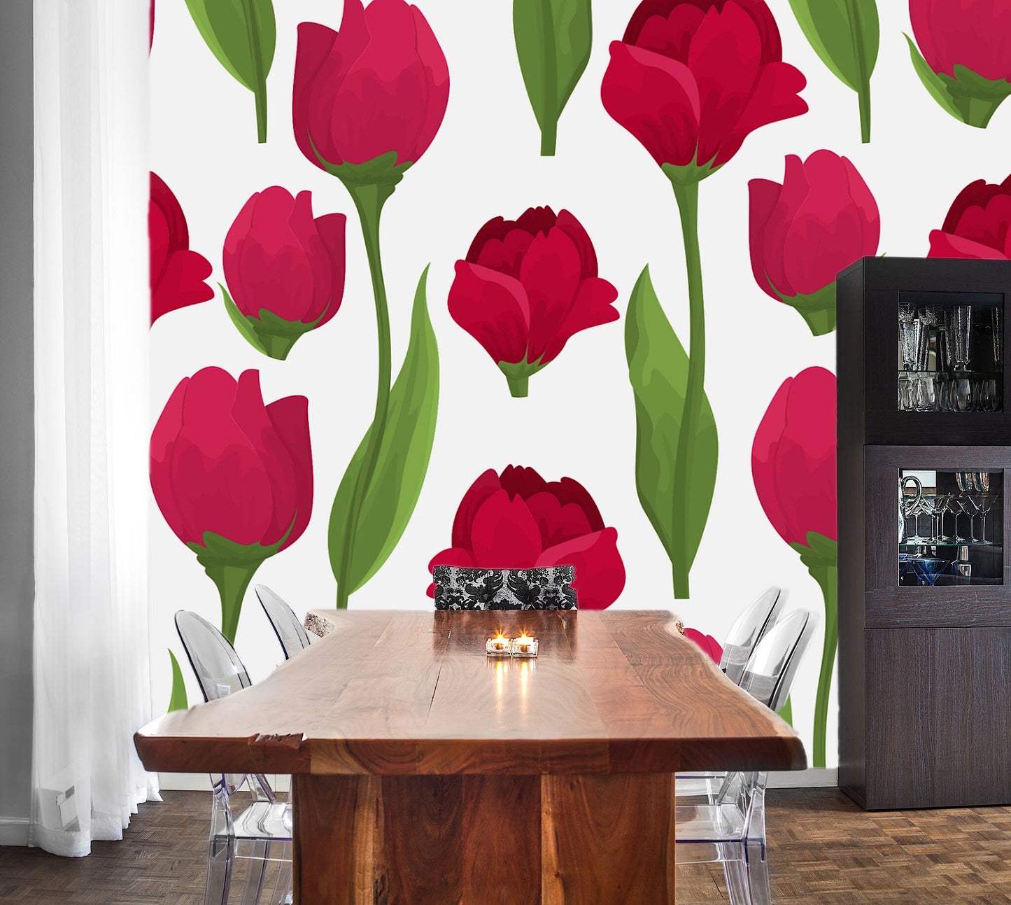 Removable Wallpaper Floral Pattern #8. Peel and Stick Wallpaper.