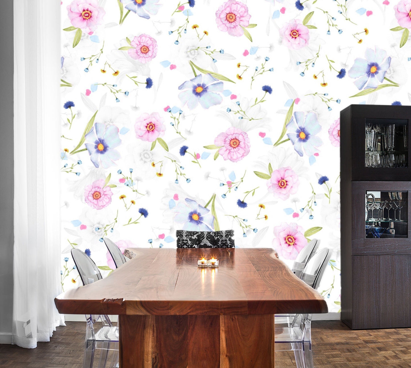 Removable Wallpaper Floral Pattern #11. Peel and Stick Wallpaper.