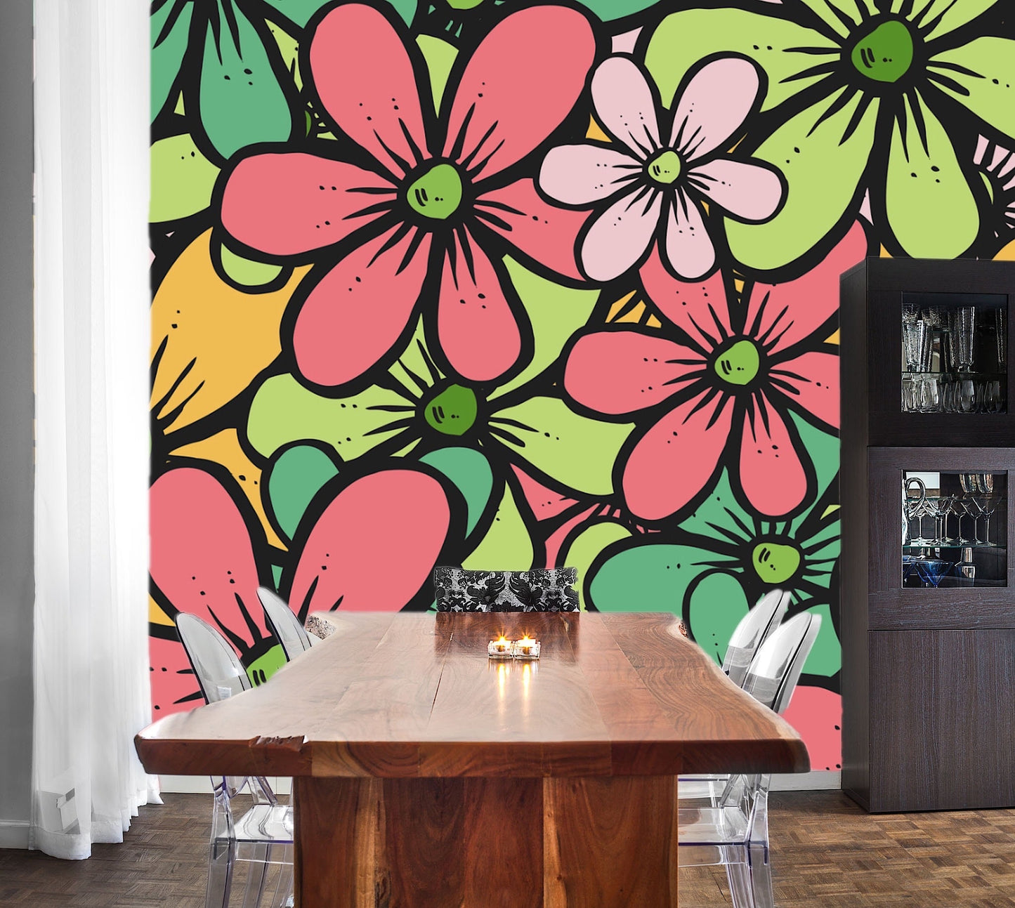 Removable Wallpaper Floral Pattern #12. Peel and Stick Wallpaper.