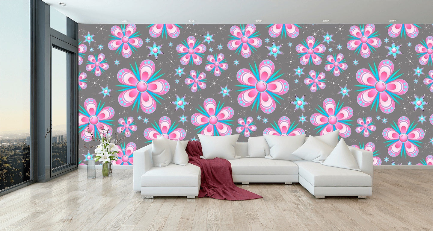 Removable Wallpaper Floral Pattern #15. Peel and Stick Wallpaper.