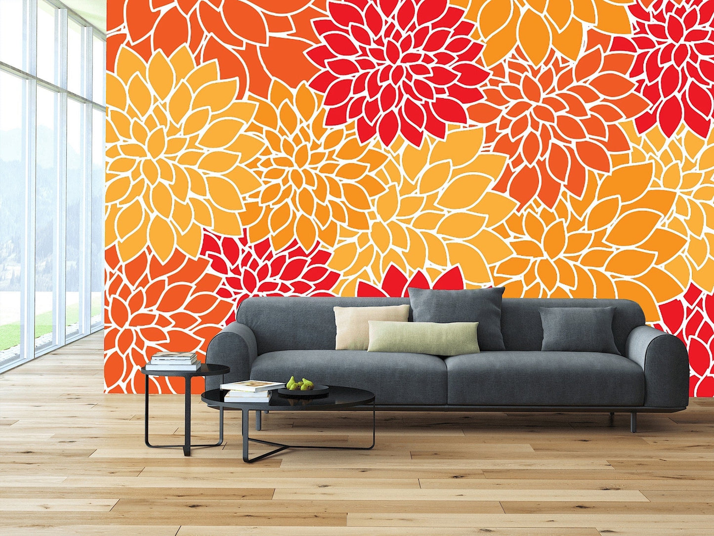 Removable Wallpaper Floral Pattern #20. Peel and Stick Wallpaper.