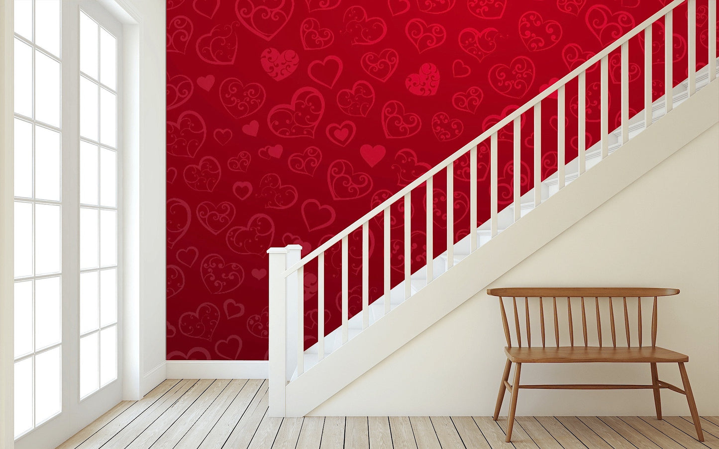 Removable Wallpaper Background of Small Hearts. Peel and Stick Wallpaper.
