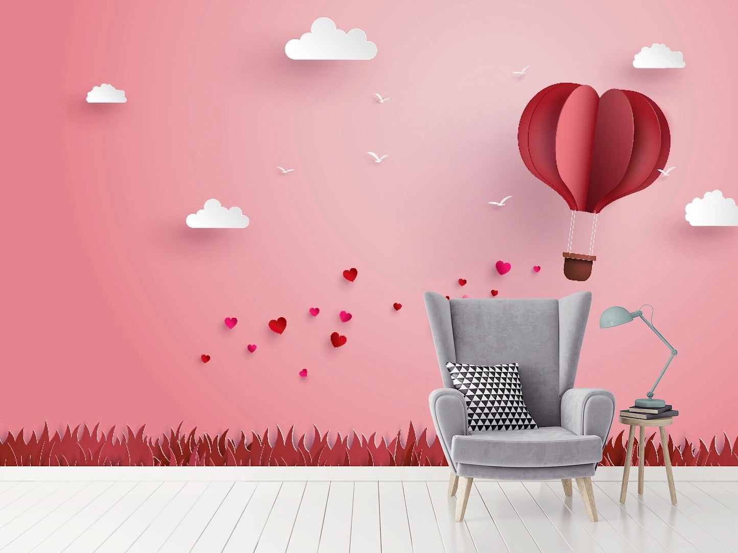 Removable Wallpaper Love and Valentine Day. Peel and Stick Wallpaper.