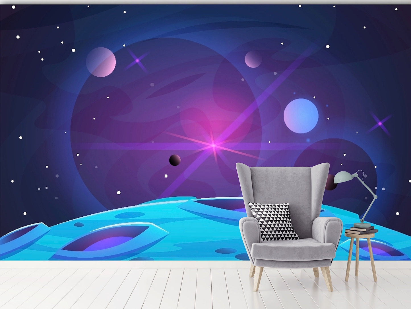 Removable Wallpaper Space and Planet Background. Peel and Stick Wallpaper