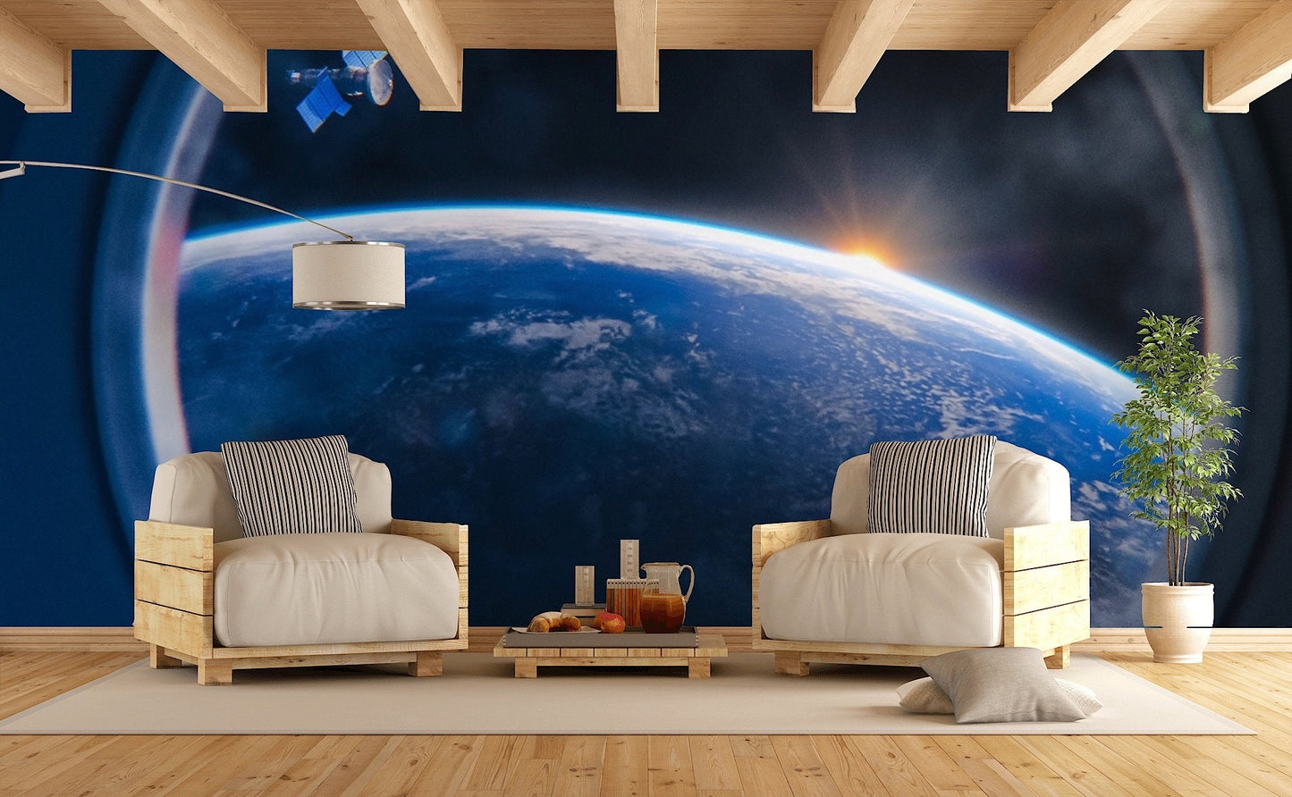 Removable Wallpaper Breath-taking View of the Planet Earth. Peel and Stick Wallpaper