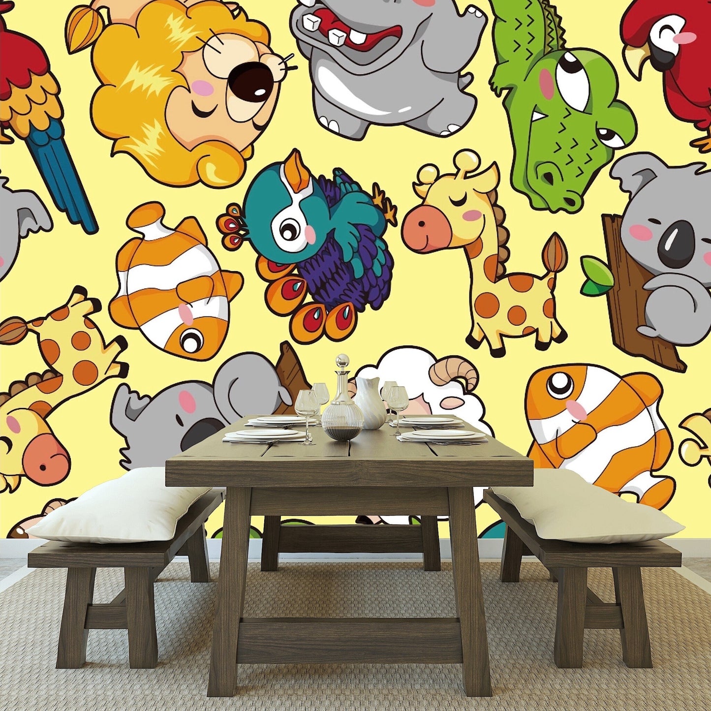 Removable Wallpaper Seamless Animal Pattern. Peel and Stick Wallpaper