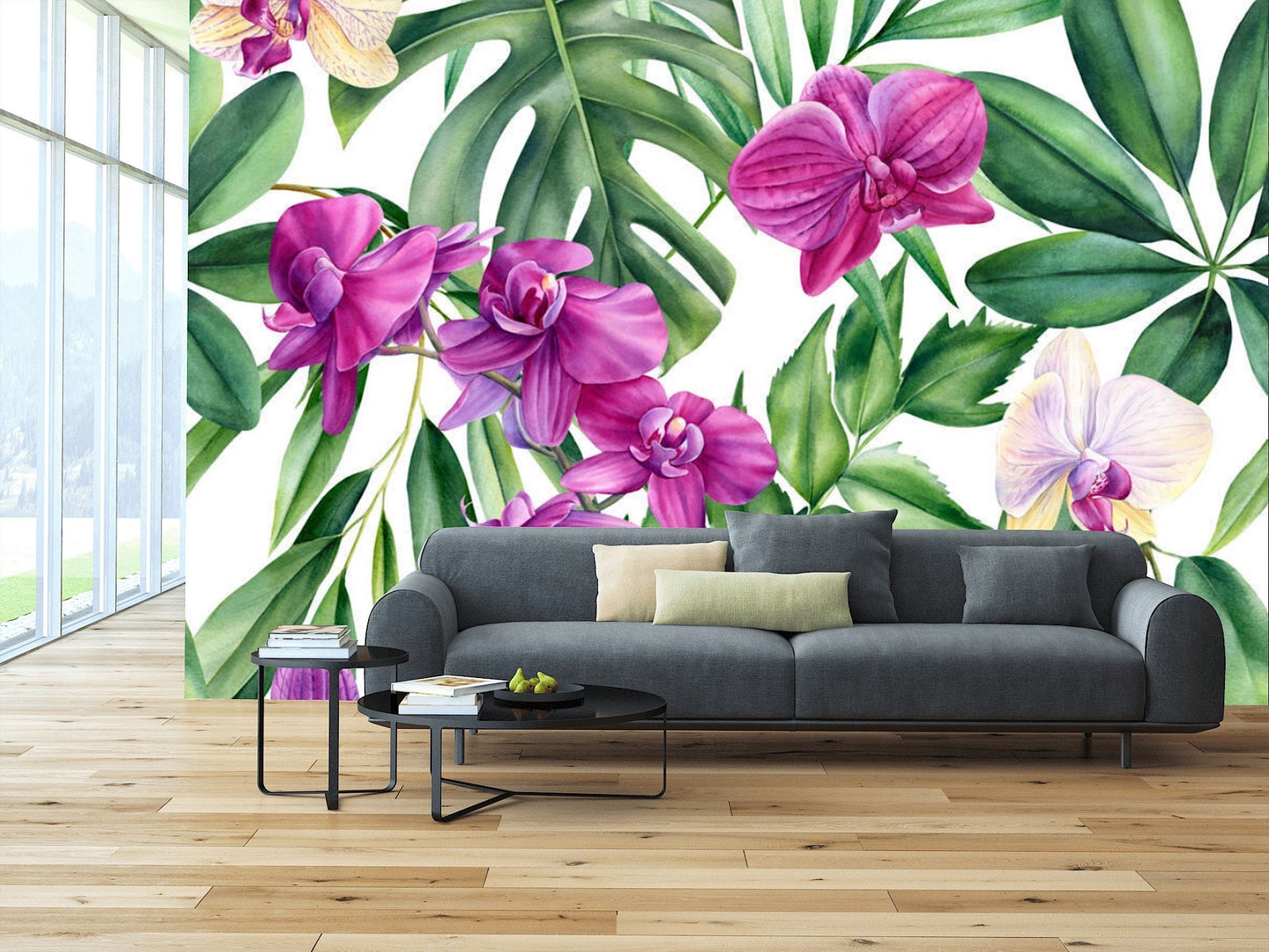 Removable Wallpaper Floral Pattern #25. Peel and Stick Wallpaper.