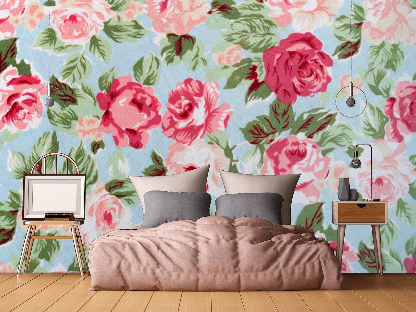 Removable Wallpaper Floral Pattern #29. Peel and Stick Wallpaper.