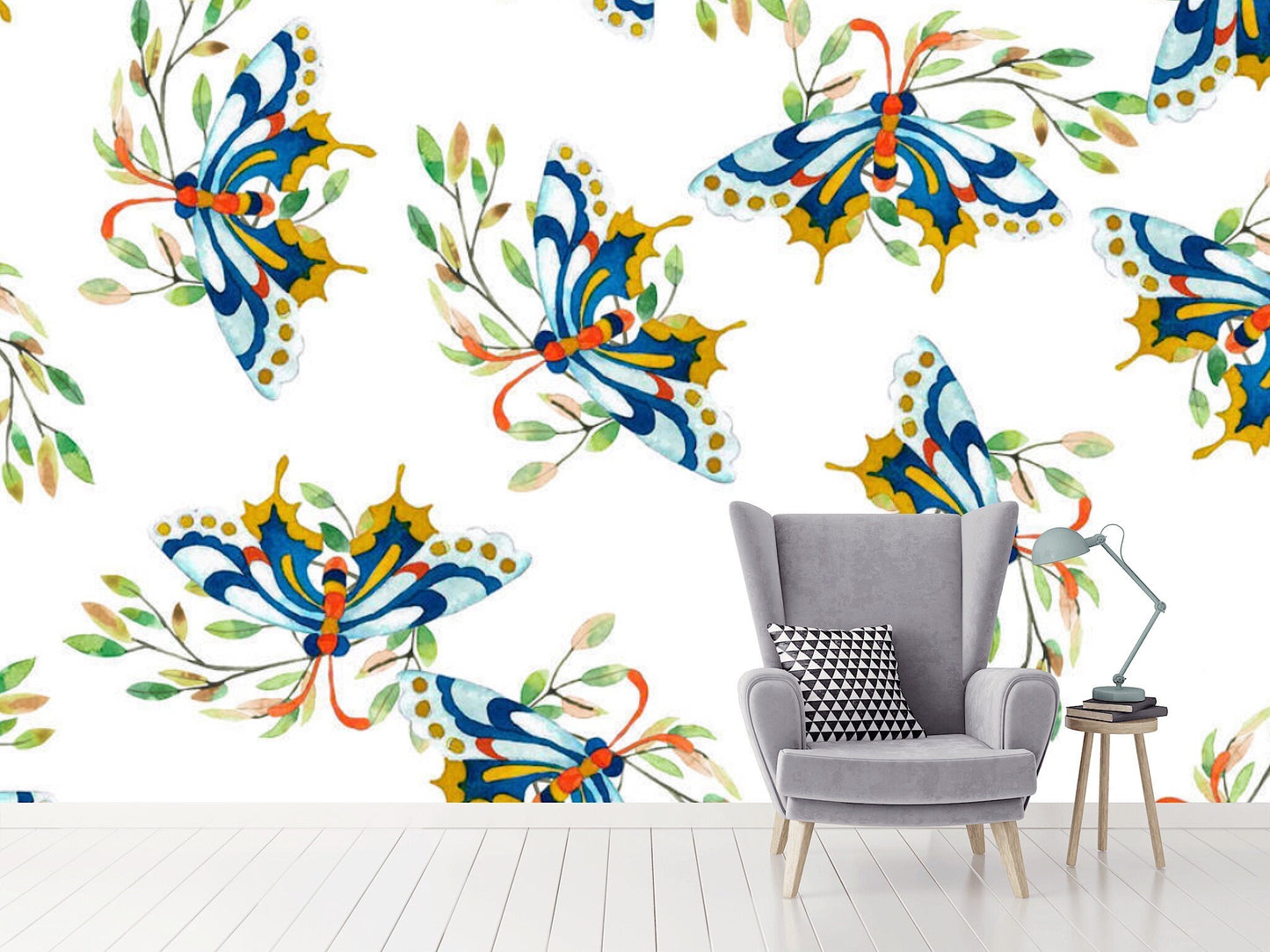 Removable Wallpaper Floral Pattern #30. Peel and Stick Wallpaper.