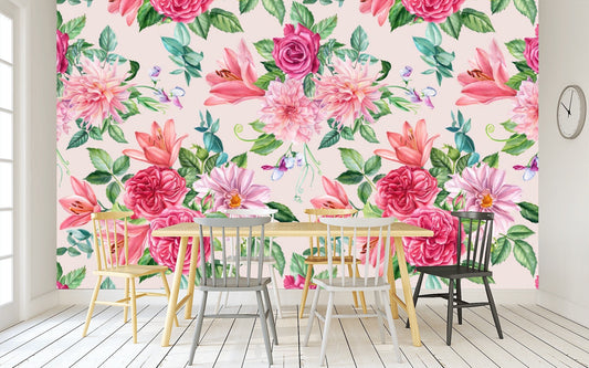 Removable Wallpaper Floral Pattern #38. Peel and Stick Wallpaper.