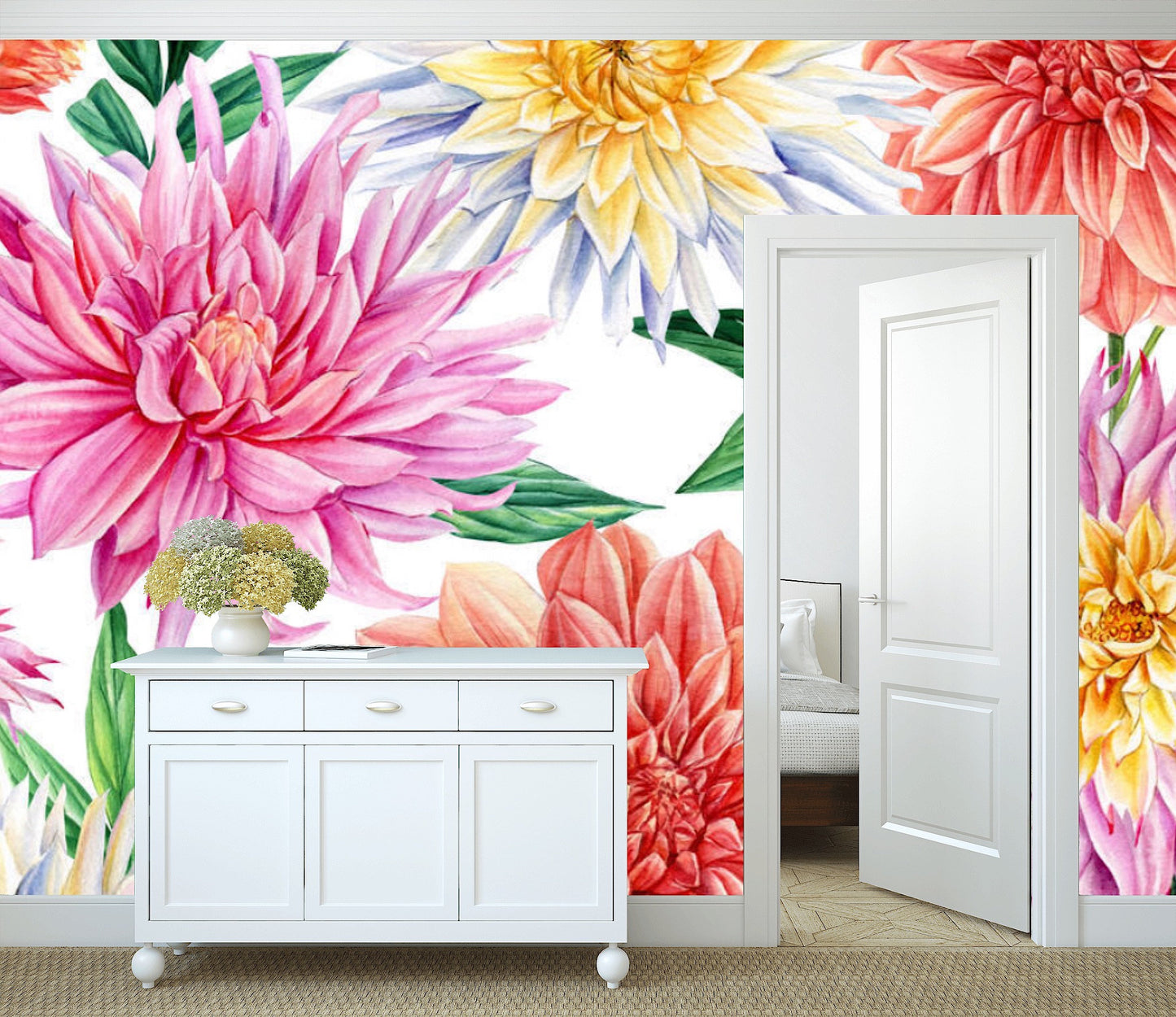 Removable Wallpaper Floral Pattern #44. Peel and Stick Wallpaper.