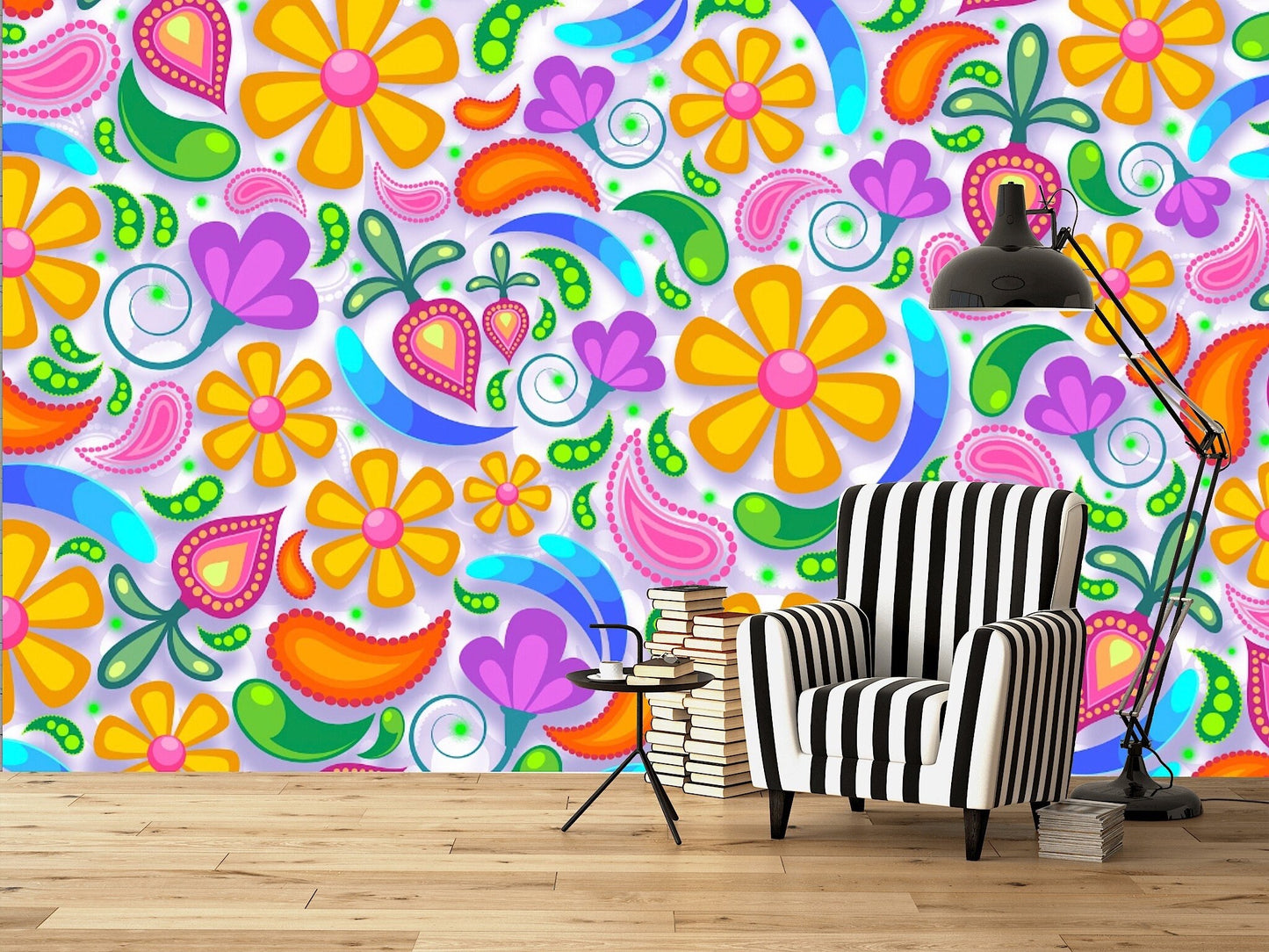 Removable Wallpaper Floral Pattern #6. Peel and Stick Wallpaper.