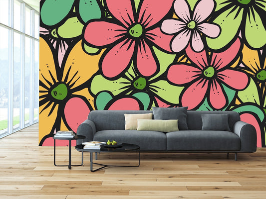 Removable Wallpaper Floral Pattern #12. Peel and Stick Wallpaper.