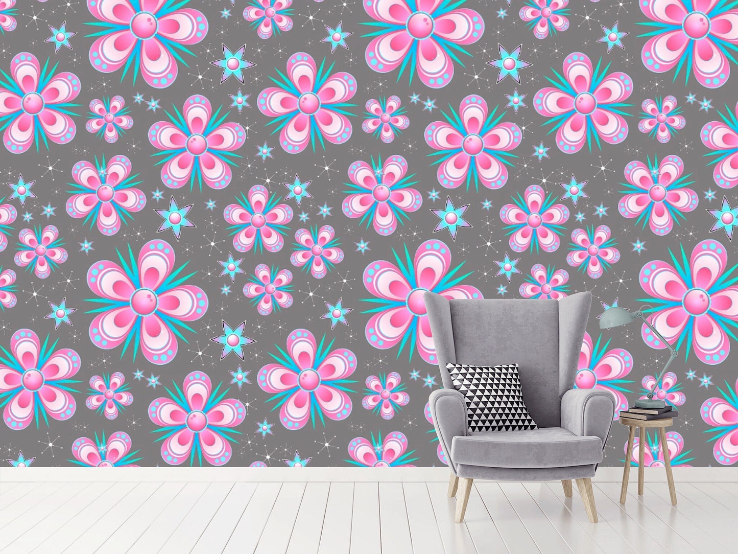 Removable Wallpaper Floral Pattern #15. Peel and Stick Wallpaper.