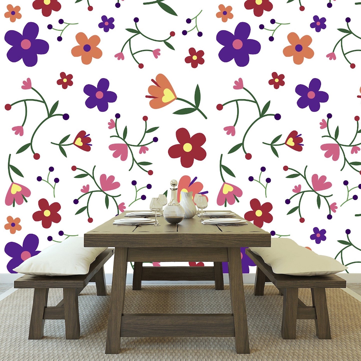 Removable Wallpaper Floral Pattern #17. Peel and Stick Wallpaper.