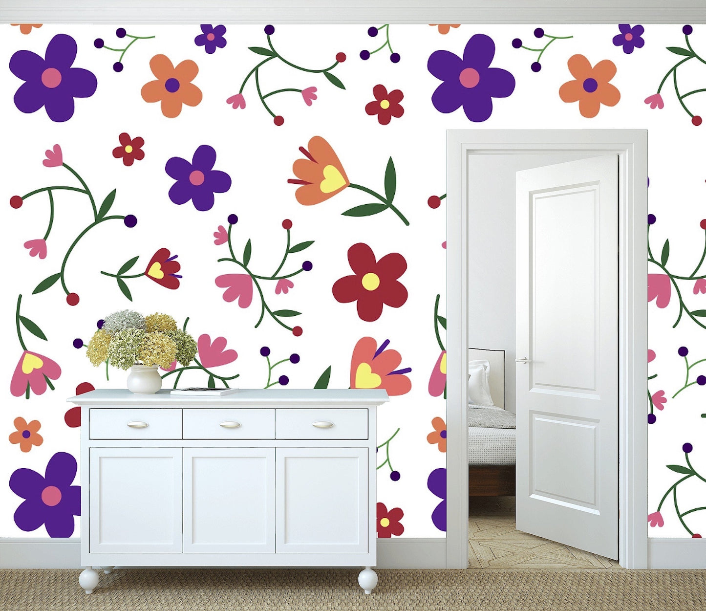 Removable Wallpaper Floral Pattern #17. Peel and Stick Wallpaper.