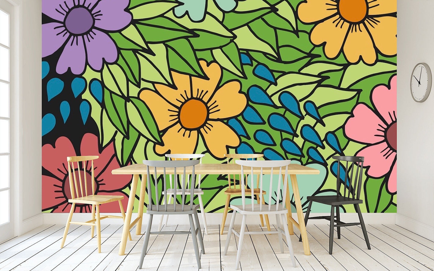 Removable Wallpaper Floral Pattern #19. Peel and Stick Wallpaper.