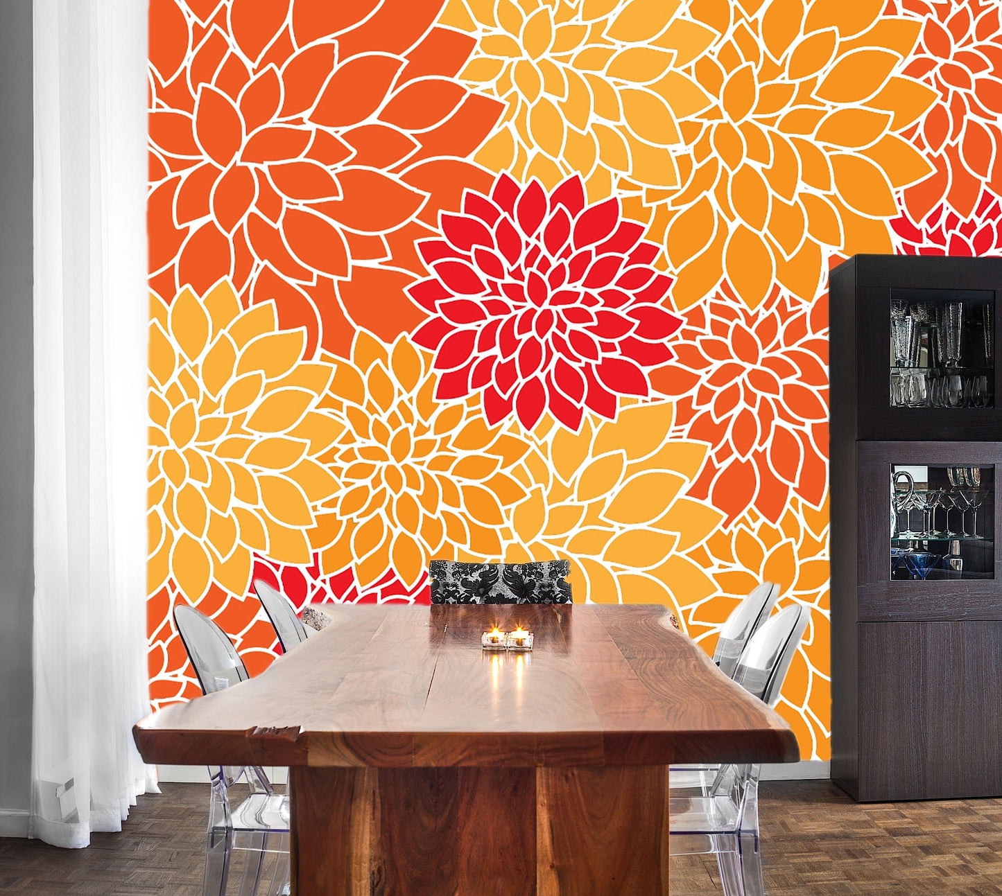 Removable Wallpaper Floral Pattern #20. Peel and Stick Wallpaper.