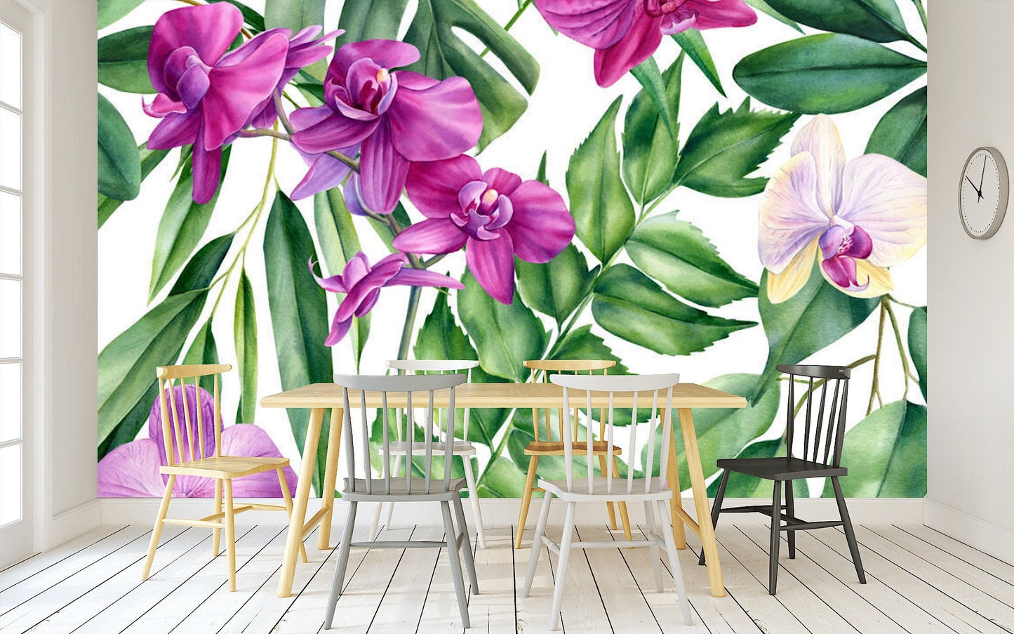Removable Wallpaper Floral Pattern #25. Peel and Stick Wallpaper.