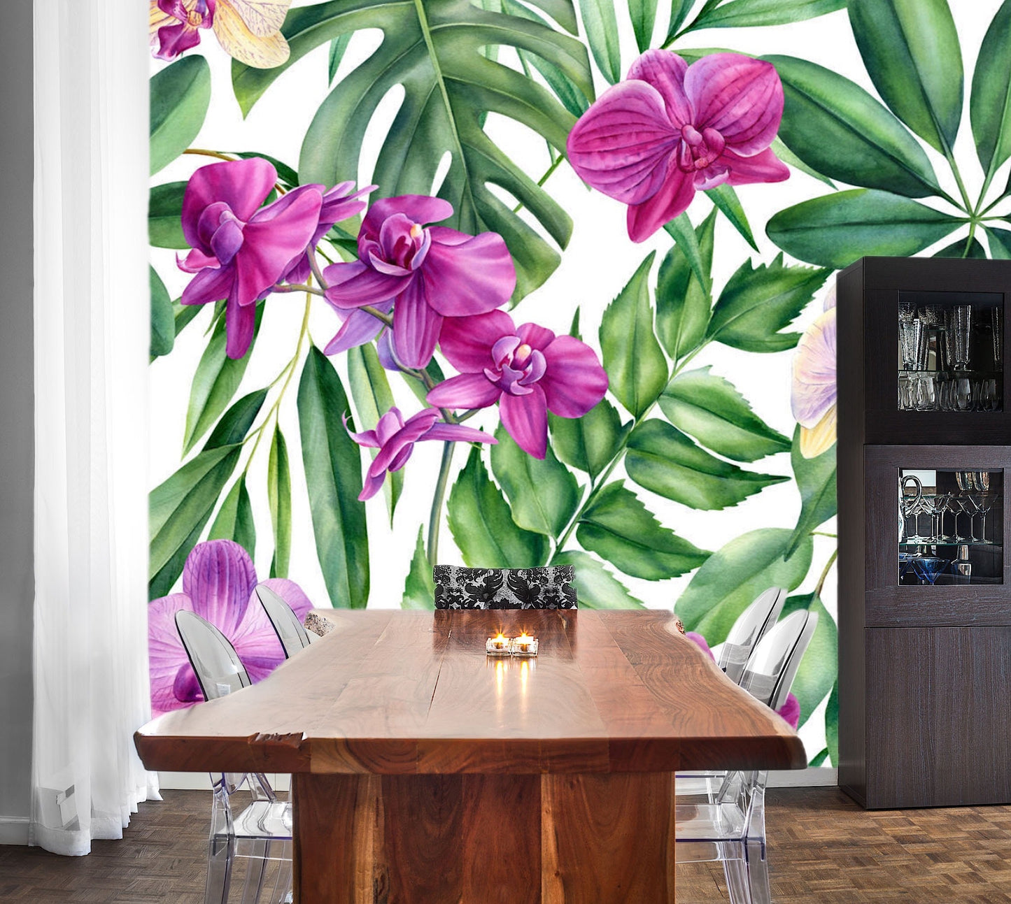 Removable Wallpaper Floral Pattern #25. Peel and Stick Wallpaper.