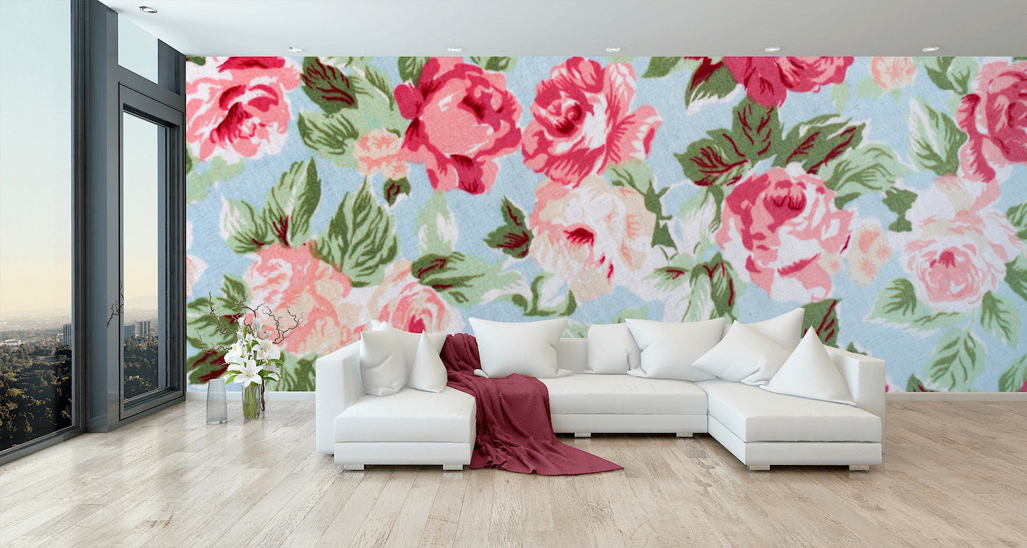 Removable Wallpaper Floral Pattern #29. Peel and Stick Wallpaper.