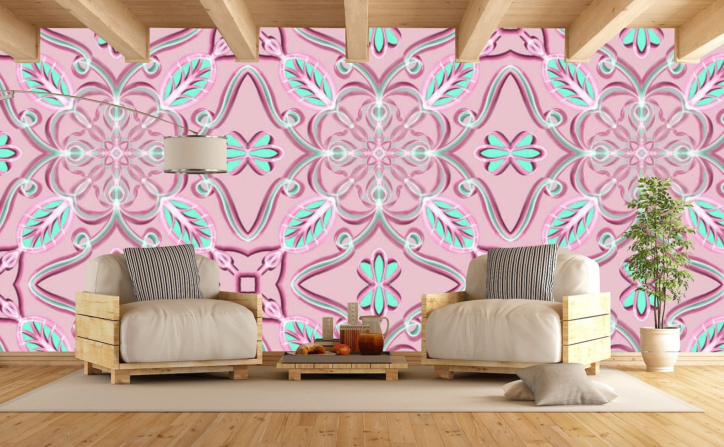 Removable Wallpaper Floral Pattern #36. Peel and Stick Wallpaper.