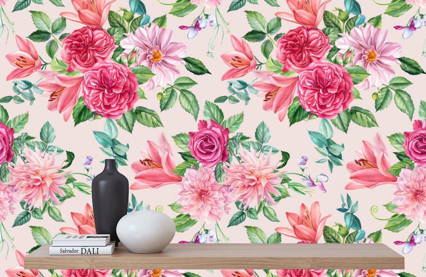 Removable Wallpaper Floral Pattern #38. Peel and Stick Wallpaper.