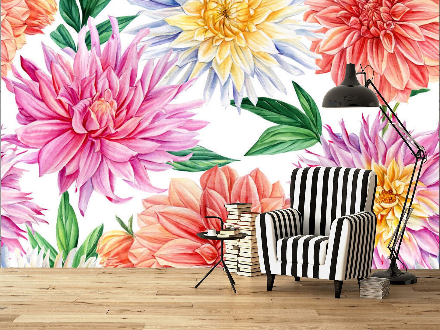 Removable Wallpaper Floral Pattern #44. Peel and Stick Wallpaper.