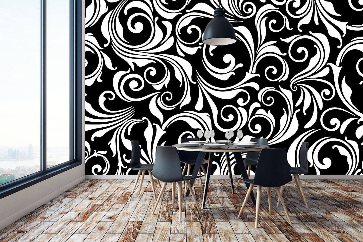 Removable Wallpaper Floral Pattern #46. Peel and Stick Wallpaper.